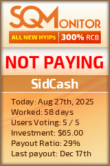 SidCash Project Status Button