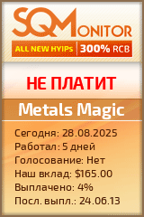 Кнопка Статуса для Инвест-Проекта Metals Magic